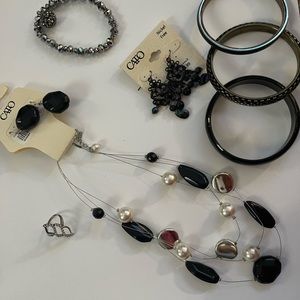 Black and pewter colored jewlery